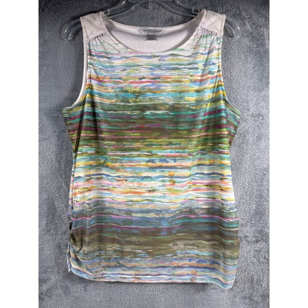 Christopher & Banks Petite Sleeveless Multicolor Striped Tank Top P/L Polyester